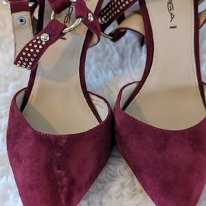 Via Spiga Suede Studded Ankle Strap Pointed